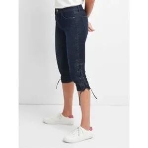 GAP DENIM True Skinny Super Crop Mid Rise Lace Up Jeans - Size 32T